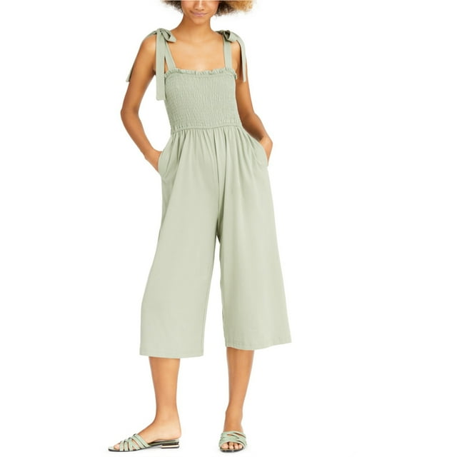 Mink Pink Combinaison Smockée à Épaules Nouées pour Femmes, Beige, Petit