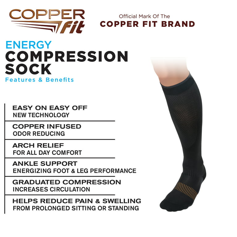 Copper Fit Energy Compression Socks L/XL, 1 Pair, As Seen on TV