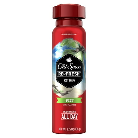 Old Spice Fresher Body Spray for Men, Fiji Scent, 3.75 oz