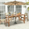 thumbnail image 5 of Aimee Lii 67 Inch Patio Rectangle Acacia Wood Dining Table with Umbrella Hole, Modern Patio Furniture for Outdoor Backyard Pool Deck, 5 of 10