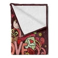 thumbnail image 2 of Romantic Soft Flannel Fleece Throw Blanket, Retro Funky I Love You Words on Hearts Arrows Baloons Birhday Image, Cozy Plush for Indoor and Outdoor Use, 50" x 70", Coral Burgundy Yellow, by Ambesonne, 2 of 5
