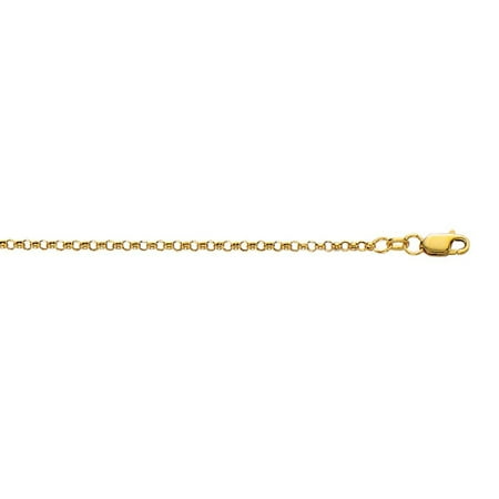 - 10k Yellow Gold 2.30mm Sparkle-Cut Rolo Chain With Lobster Clasp Necklace - Length: 16 to 20