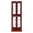 thumbnail image 5 of Cherry Curio Display Cabinet - Mirrored Back Lights Adjustable Shelves Home Decor Tempered Glass Corner Traditional Style, 5 of 7