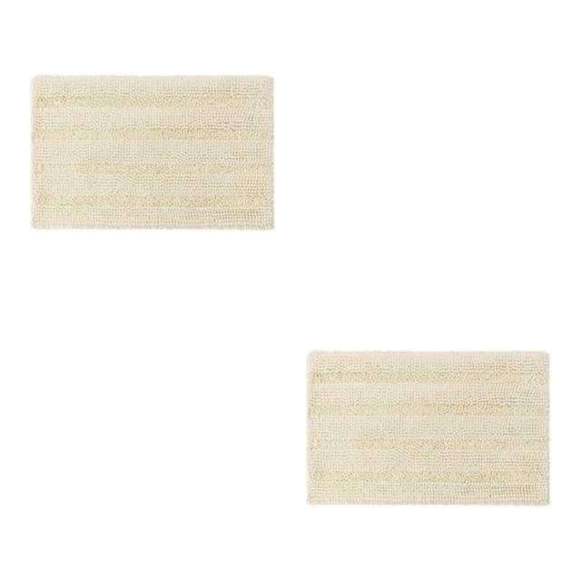 Bearachild Alfombrilla de baño de chenilla, absorbente, antideslizante, lavable a máquina, para baño, cocina, alfombra, segura, blanca lechosa Blanco lechoso 2Conjunto