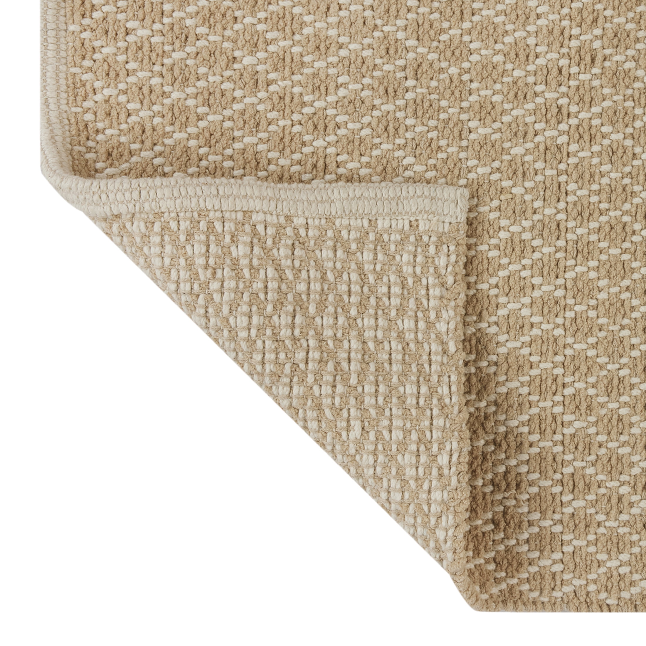 Better Homes & Gardens Cotton Diamond Bath Rug Set, Beige, 2 Piece, 17" x 24" & 20" x 30"