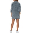 thumbnail image 3 of Vestido de mezclilla para mujer INSPIRE CHIC, con mangas 3/4, botones, mini vestido de camisa de mezclilla, talla XS, color gris azul, 3 of 6
