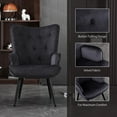 thumbnail image 4 of Button-Tufted Upholstered Chair, SYNGAR Modern Dining Room Bedroom Accent Chair, Elegant Velvet Office Chair with Armrest, Backrest and Solid Wood Legs, Comfy Sofa Chair for Home Office, Black, 4 of 7