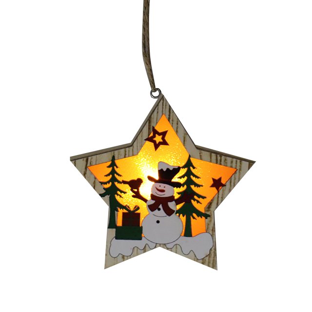 Gibobby Estrella decoración colgante luminoso puntas Navidad hombre viejo escena muñeco de nieve árbol decoración y(B)