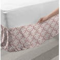 thumbnail image 2 of Pink Damask Bed Skirt, Monochrome Abstract Leaves and Floral Details Rhythmic Illustration, Elastic Bedskirt Dust Ruffle Wrap Around for Bedding Decor, 4 Sizes, Pale Salmon and White, by Ambesonne, 2 of 2