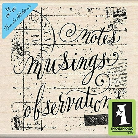 Inkadinkado Mounted Rubber Stamp, 3 by 3-Inch, Notes Musing
