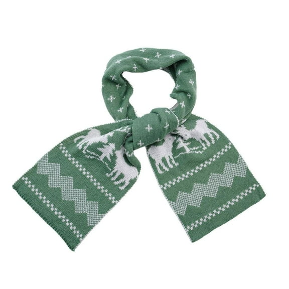 Polyester Knitted Red Scarf with Christmas Deer Design for Women in Autumn and Winter, Suitable for Various Occasions
