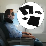 3pc E-Z Travel Set Inflatable Travel Pillow For Airplanes Eye Shade Back Cushion by