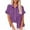 Purple, variant on SHTXOZHI Women Cotton Linen Button Down Shirts Short Sleeve Collared Blouses Work Tops with Pocket