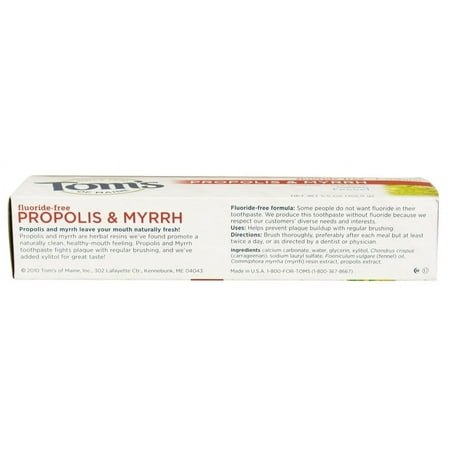 Tom's of Maine Propolis & Myrrh Toothpaste with Fluoride Fennel, 5.5 OZ