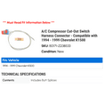 thumbnail image 2 of A/C Compressor Cut-Out Switch Harness Connector - Compatible with 1994 - 1999 Chevy K1500 1995 1996 1997 1998, 2 of 2