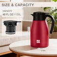 thumbnail image 3 of RED EARTH 51oz Thermal Coffee Carafe, Stainless Steel Vacuum Insulated, Press Button Lid, 1.5L (Brick Red), 3 of 8