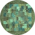 thumbnail image 1 of Ahgly Company Indoor Round Abstract Turquoise Blue Modern Area Rugs, 6' Round, 1 of 4