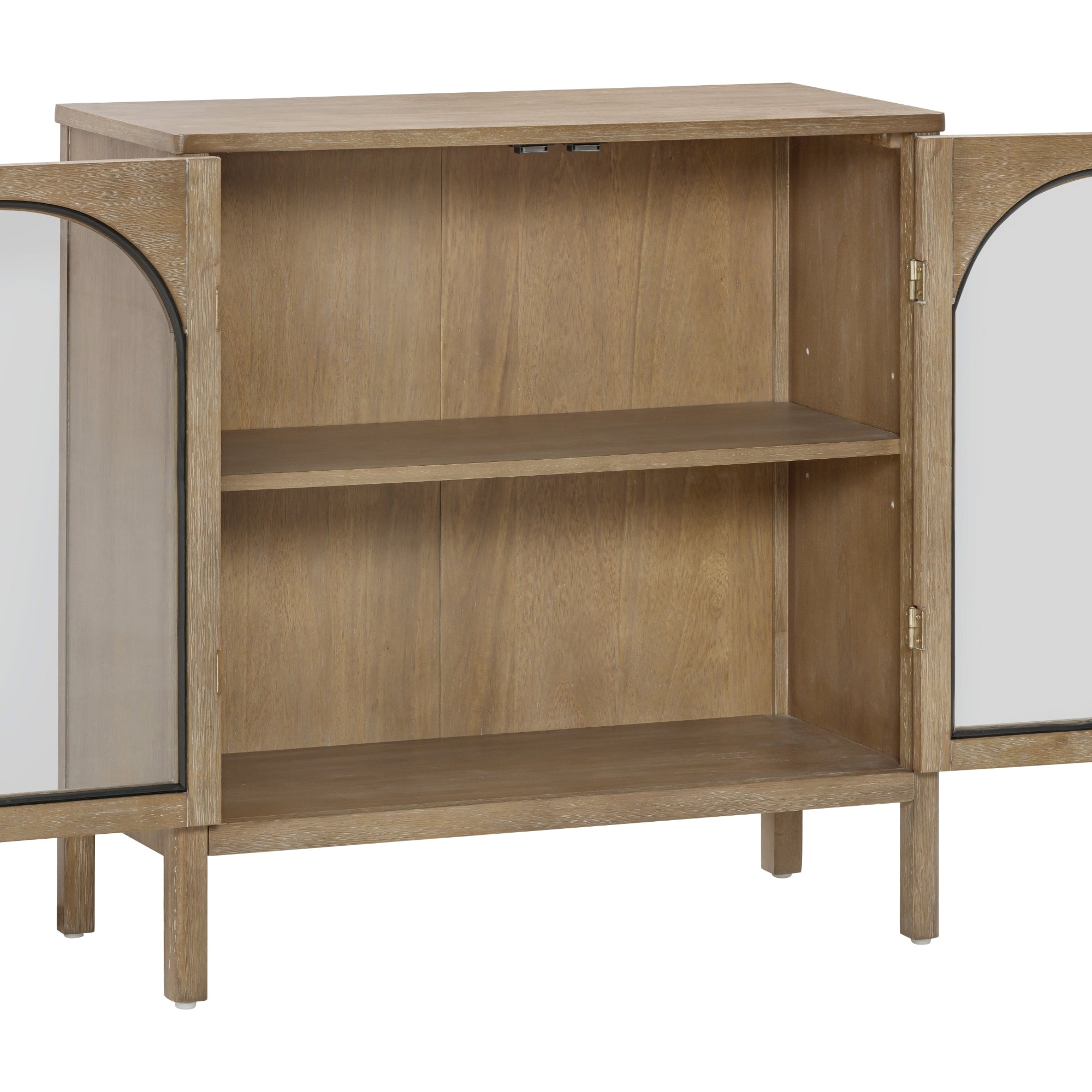 Nathan James Adjustable Shelf Modern Sideboard, MDF Rubberwood Glass Light Brown