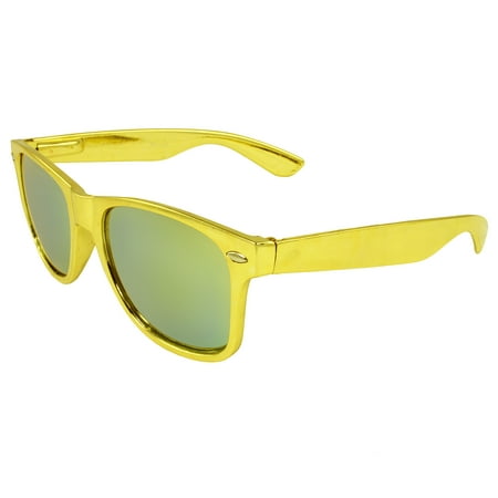 Stylish Retro Horn Rimmed Sunglasses Gold Frame Gold Revo Lenses