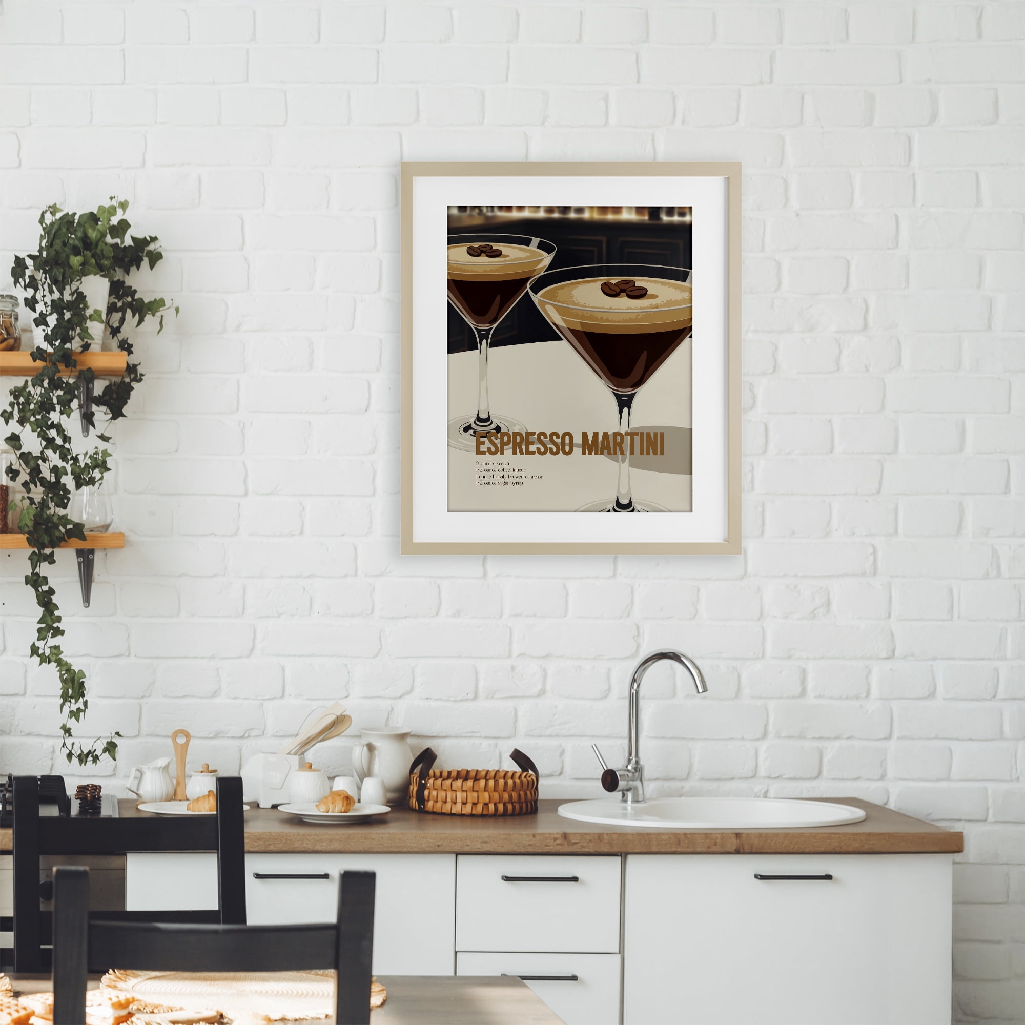 Stupell Industries Sleek Modern Espresso Martini Birch Framed Print Under Glass, design by Andreas Magnusson