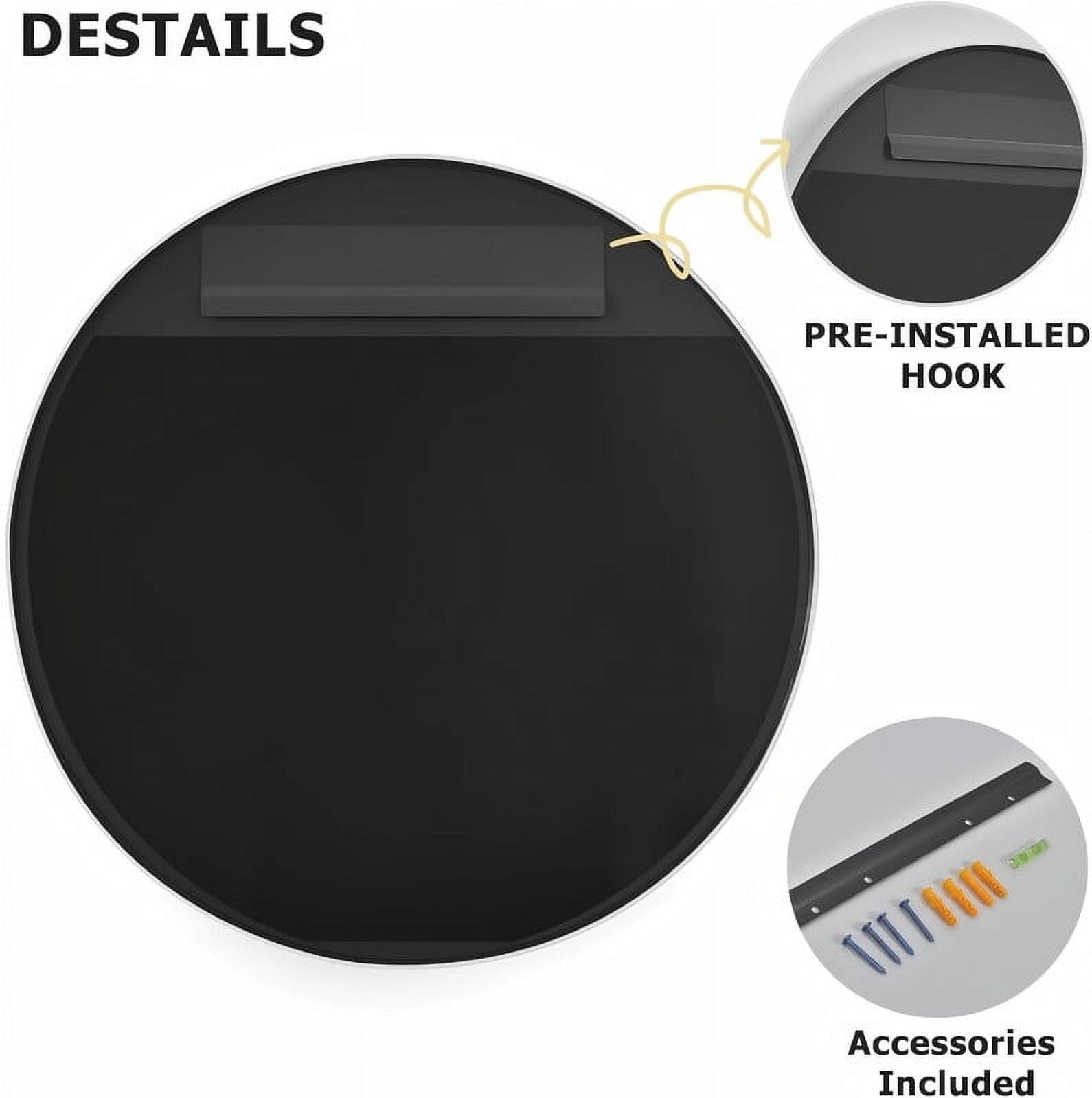 Lumora 24.2" Round Bathroom Mirror Deep Frame Vanity Mirror Wall Mounted, Silver