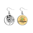 thumbnail image 1 of Plantas de flor negro blanco Art en grano silueta Pendiente del lóbulo de la joyería del pendiente de la hoja del otoño Unbranded M, 1 of 3