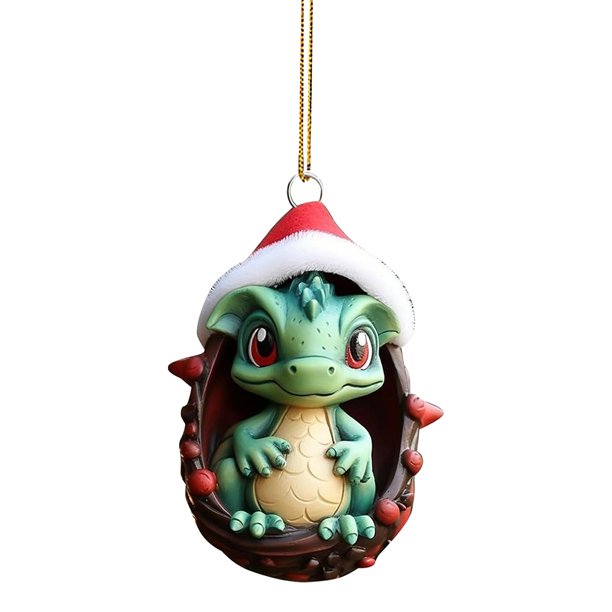 Adorno de dragón volador 2D, adorno colgante acrílico de dibujos animados, regalo de Navidad de 8 cm (E)