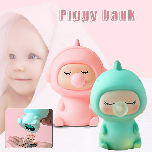 VALINK Cartoon Dinosaur Piggy Bank Vinyl Unbreakable Coin Storage Box for Kids Xmas Birthday Gift Home