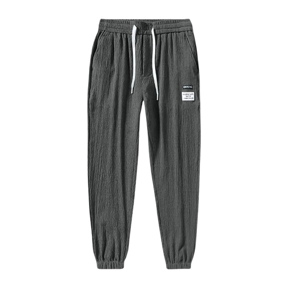 Eagokdc Men's Pants Casual Athletic Lightweight Elastic Waist Big and Tall Black Pant with Pockets Size M-5XL