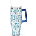 thumbnail image 2 of 40oz Cute Ocean Life Turtle Stainless Steel Flip Straw Tumbler Spill Proof Travel Cup Double Wall Vacuum Insulated Coffee Mug with Top Handle, 2 of 6