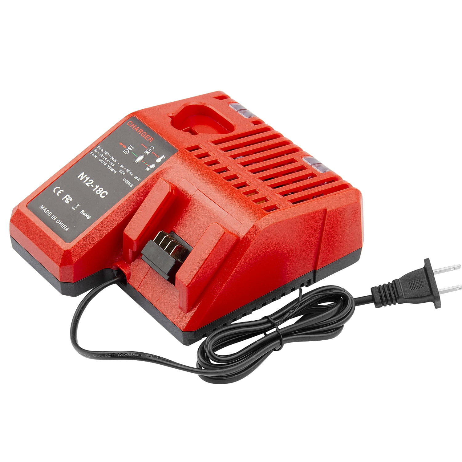 Replacement for M12 & M18 Multi-Voltage Battery Charger Compatible with Milwaukee M12 M14 M18 Lithium Battery 12V-18V 48-11-2412 48-11-2401 48-11-2440 48-11-1862 48-11-1850 48-11-1852 