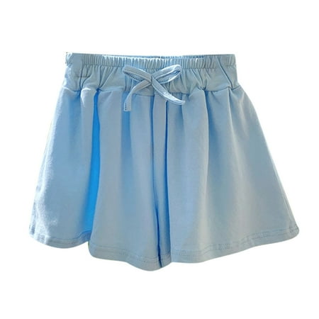BJUTIR Girls Pants Casual Loose Fit Solid Color Shorts Comfortable Breathable Summer Pants Durable Blue Trousers Size 11-12 Years