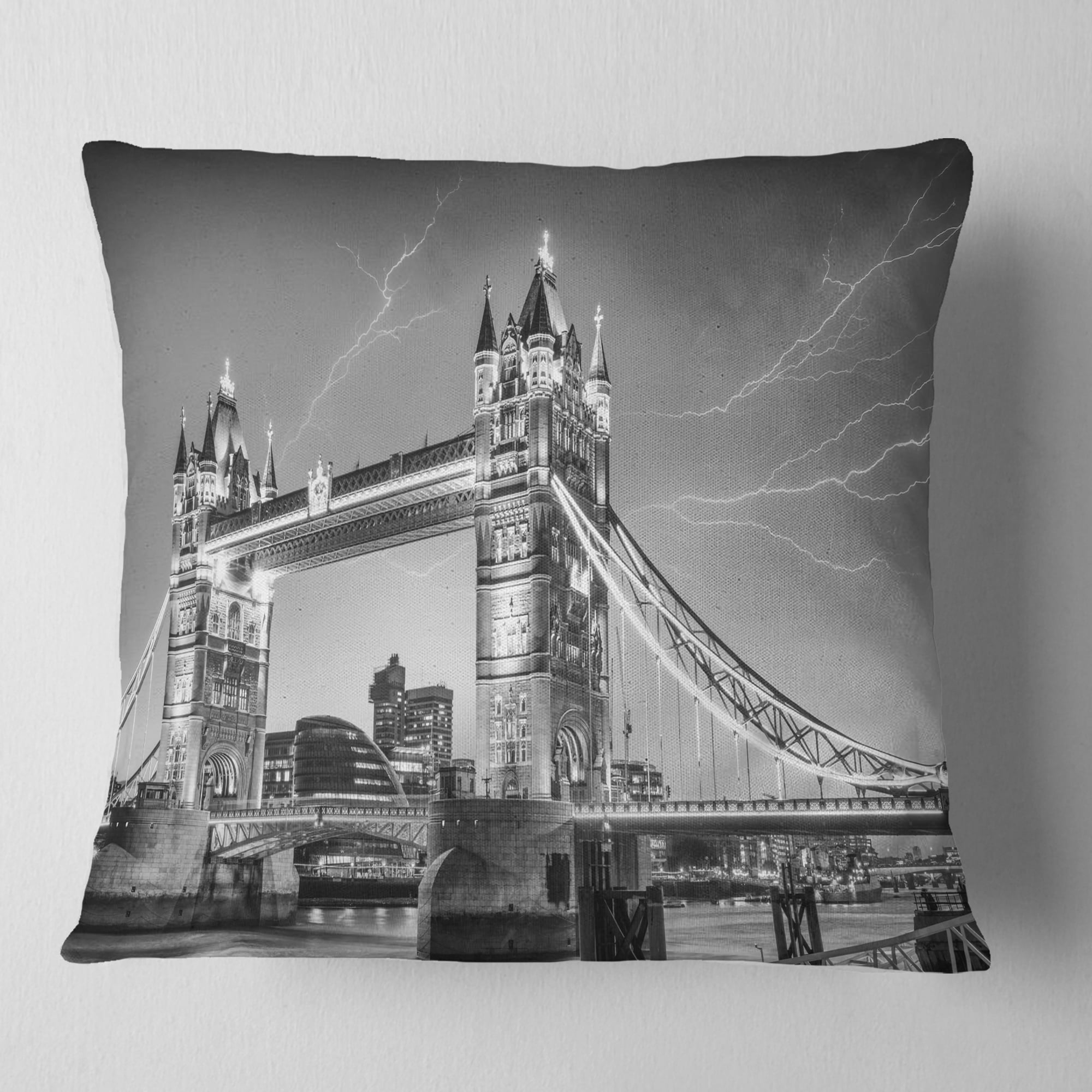 Designart Majesty of Tower Bridge London - Cityscape Photo Throw Pillow - 18x18