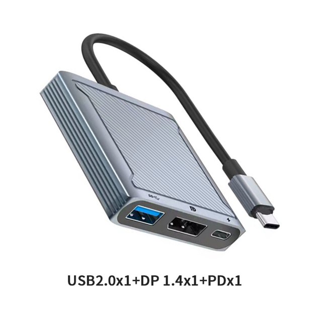 3 en 1 DP Hub Converter 100W PD 480Mbps Velocidad 4K para Apple Macbook/Huawei/Xiaomi