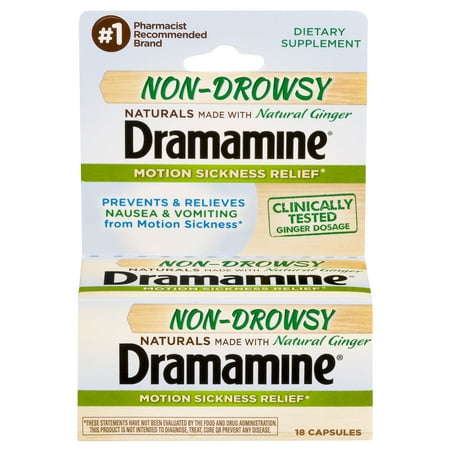 Dramamine Non-Drowsy Naturals Motion Sickness Relief, 18 (Best Travel Sickness Tablets For Flying)