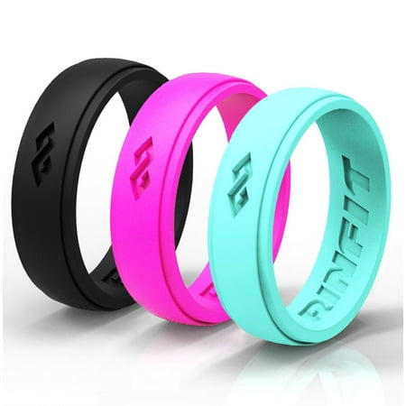 Women's Silicone Ring | Wedding Band - 3 Silicone Rings Pack  - Premium Quality Silicone Rubber Bands. Comes With a Gift -  Designed Gift (Best Quality Wedding Rings)