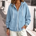 thumbnail image 4 of Besolor Womens Zip up Hoodies Drawstring Long Sleeve Sweatshirts Fall Winter Casual Thermal Warm Outdoor Track Jacket with Pockets(X-Large,Light Blue), 4 of 5