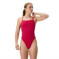 thumbnail image 1 of Speedo Women's Solid Web Back Competitive One Piece Thin Strap Swimsuit  -  Ruby/Summer Orange, 34, 1 of 4