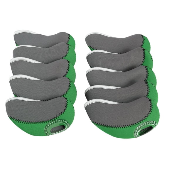 Pack of 10PCS Neoprene Golf Iron Club Head Covers Sporting Goods Golf Accessories Transparent Window Green