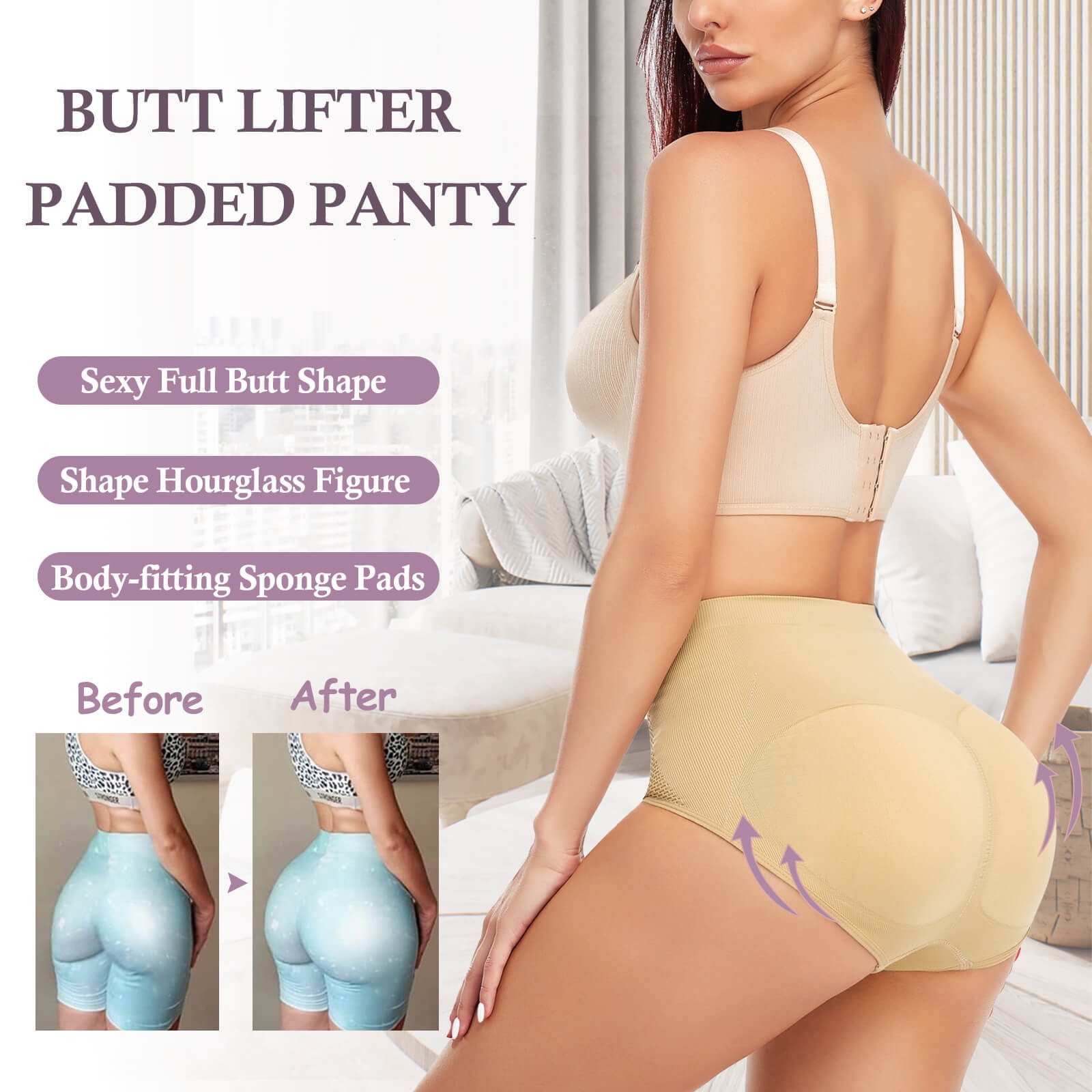 Walbest Butt Lifter Shapewear Panties for Women Padded Underwear