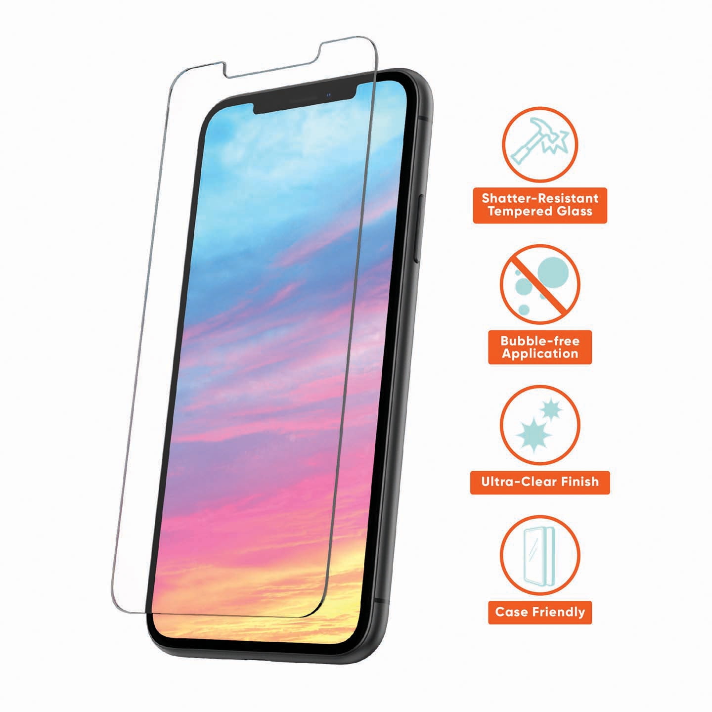 onn. Glass Screen Protector for iPhone X / iPhone Xs / iPhone 11 Pro