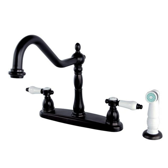 Kingston Brass KB1755BPL 8" Centerset Kitchen Faucet with Plastic Sprayer, ORB