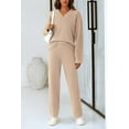 thumbnail image 5 of PRETTYGARDEN Women's 2 Piece Pullover Sweater Set Oversized V Neck Top Wide Leg Pants Fall Winter Fuzzy Lounge Outfit, 5 of 9