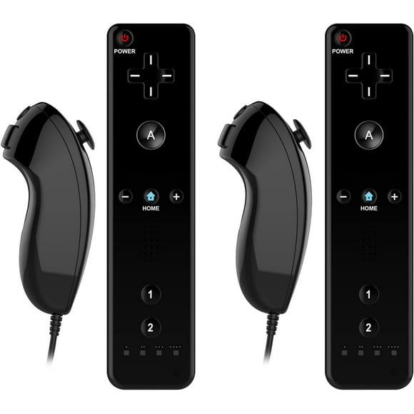 LAICAIW Lot de 2 Télécommandes Contrôleur de Gestes et Joystick Nunchuck Compatibles pour Wii et Wii U, Manette avec Étui en Silicone et Dragonne - Noir