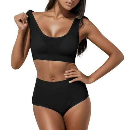 LARUYEKO Underwear Women Without Steel Rings Comfortable Large Size Sleep Bra Set Thin Deep U Sexy Comfortable Traceless Tank Top Women s Lingerie Set Stretchy Lace Bandeau Bra Underwear Set Women