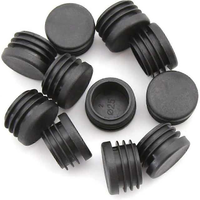 25mm Black Plastic Plugs, Black Round Tube Covers, Inner End Caps For Chairs Desks Tables Foot Furniture Pipe, 20 Pcs