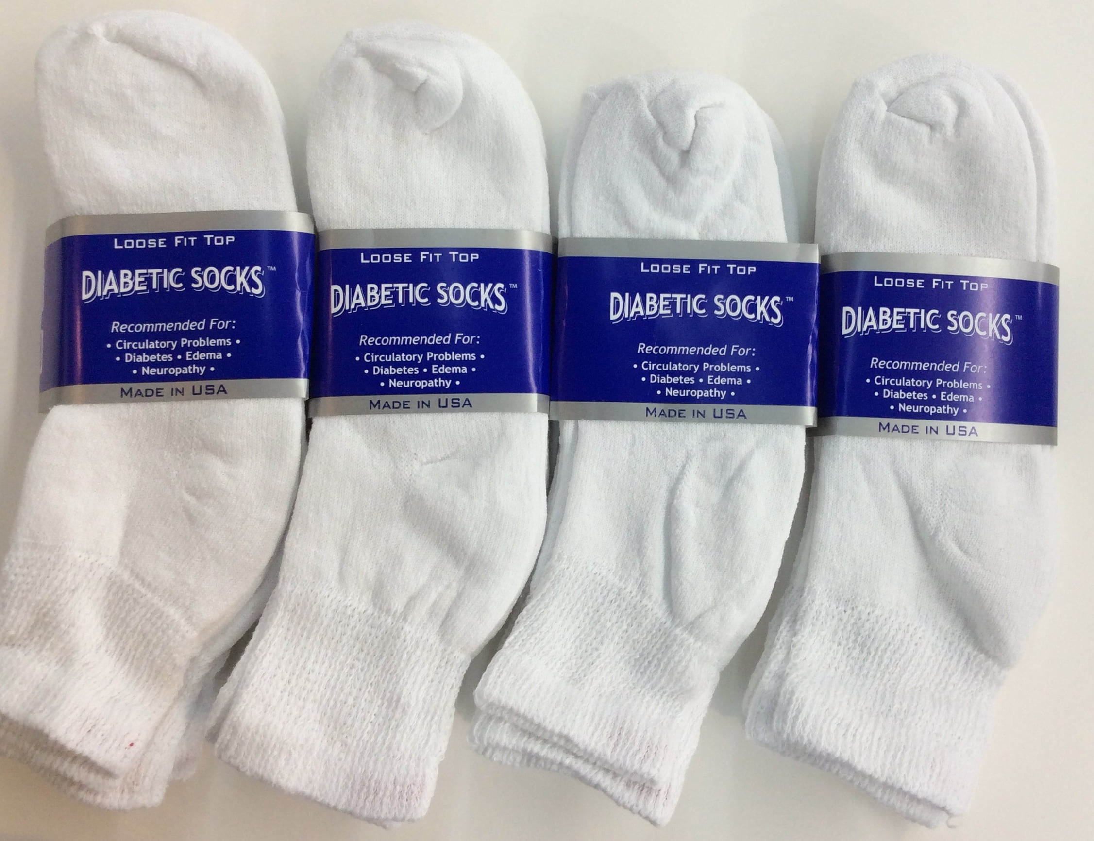 Creswell 12 Pairs White Diabetic Ankle Socks 9-11 Size