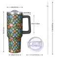 thumbnail image 2 of 40oz Pioneer Flower Floral Print Pattern Insulated Tumbler with Handle, BPA-Free Leak Proof Lid and Straws, Double Wall Vacuum, Hot 12h/Cold 34h, 2 of 6