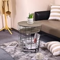 thumbnail image 3 of Nesting Table End Table Wire Basket Base with Wood Tops Side Table Set of 2, Gray, 3 of 6