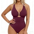 thumbnail image 7 of Fewfanhot Tummy Control Swimsuits for Women Swimsuits Ruched Slimming One Piece Bathing Suit Deep V Neck Swimsuit, 7 of 7